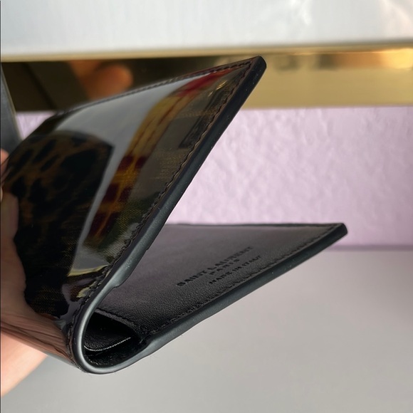 YSL Saint Laurent Green and Black Animal Print Card Holder - Leopard - Picture 12 of 15